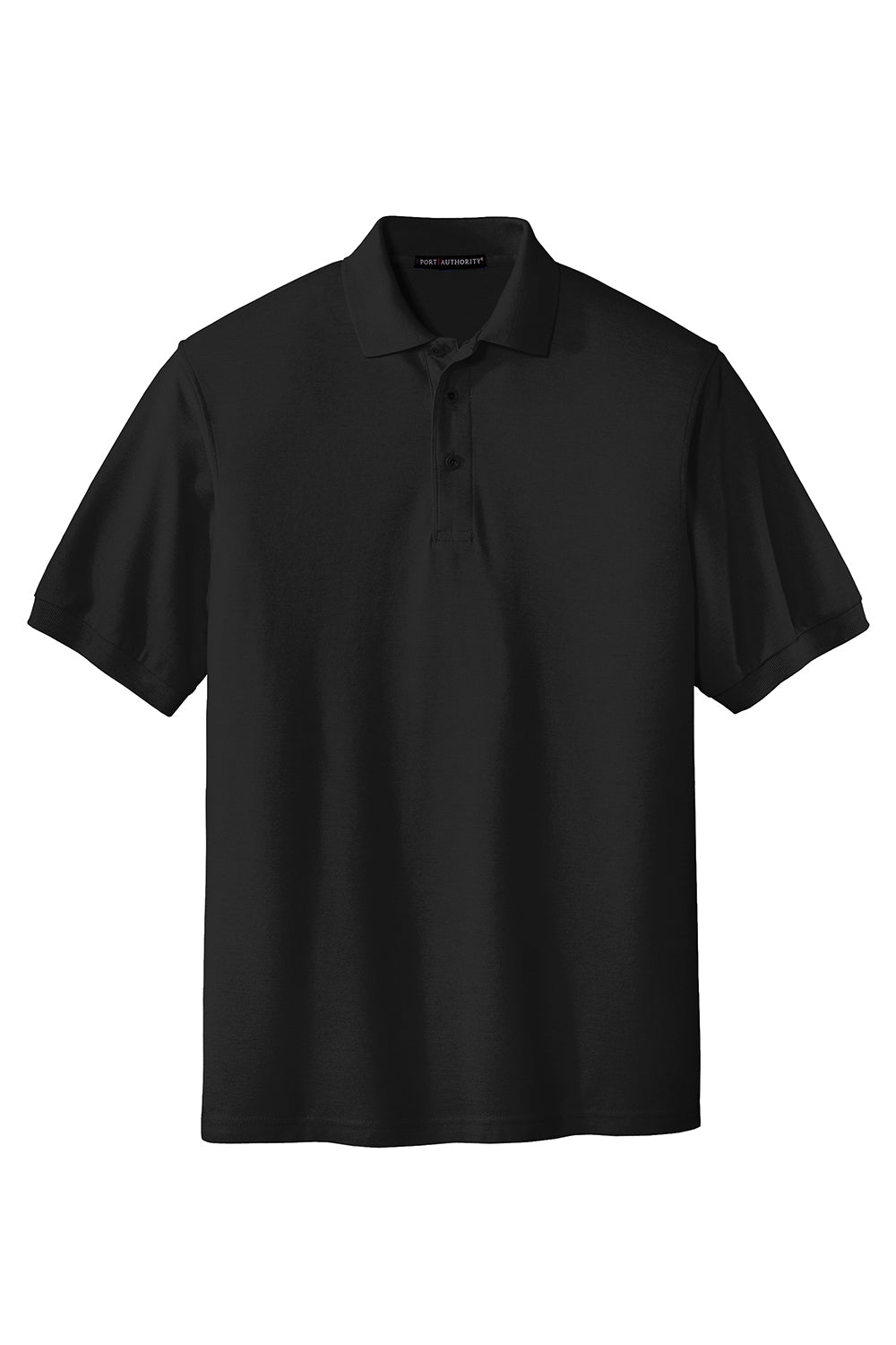 Port Authority K500/TLK500/K500ES Mens Silk Touch Wrinkle Resistant Short Sleeve Polo Shirt Black Flat Front