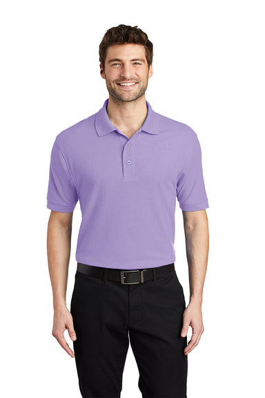 Port Authority K500/TLK500/K500ES Mens Silk Touch Wrinkle Resistant Short Sleeve Polo Shirt Bright Lavender Purple Model Front