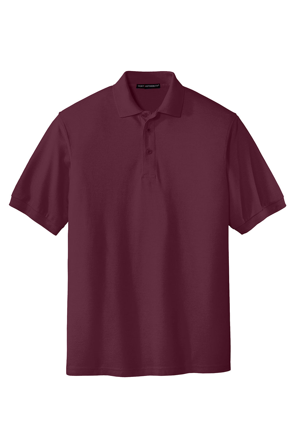 Port Authority K500/TLK500/K500ES Mens Silk Touch Wrinkle Resistant Short Sleeve Polo Shirt Burgundy Flat Front