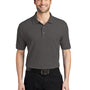 Port Authority Mens Silk Touch Wrinkle Resistant Short Sleeve Polo Shirt - Heather Charcoal Grey