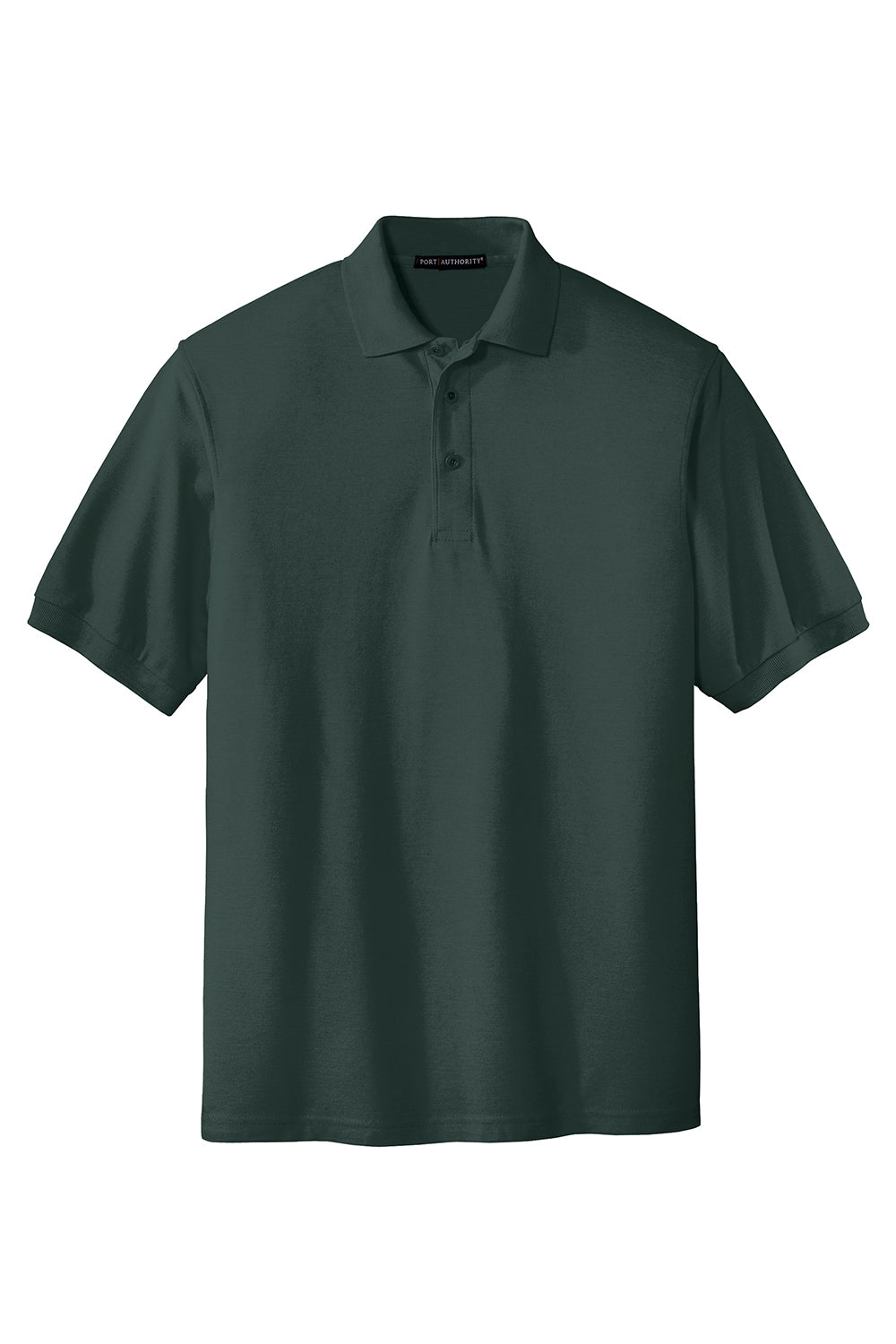 Port Authority K500/TLK500/K500ES Mens Silk Touch Wrinkle Resistant Short Sleeve Polo Shirt Dark Green Flat Front