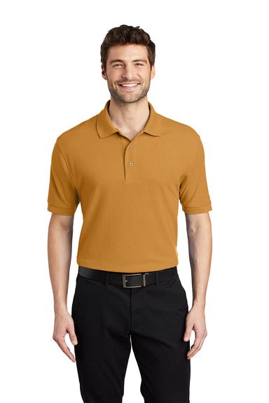 Port Authority K500/TLK500/K500ES Mens Silk Touch Wrinkle Resistant Short Sleeve Polo Shirt Gold Model Front