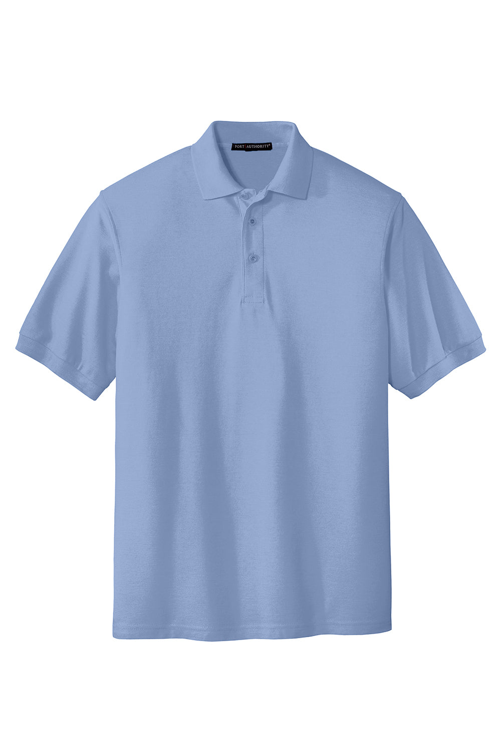 Port Authority K500/TLK500/K500ES Mens Silk Touch Wrinkle Resistant Short Sleeve Polo Shirt Light Blue Flat Front