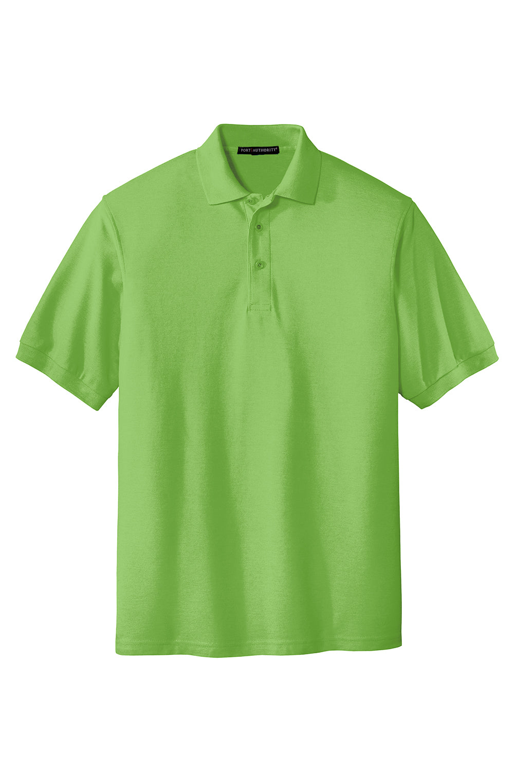 Port Authority K500/TLK500/K500ES Mens Silk Touch Wrinkle Resistant Short Sleeve Polo Shirt Lime Green Flat Front