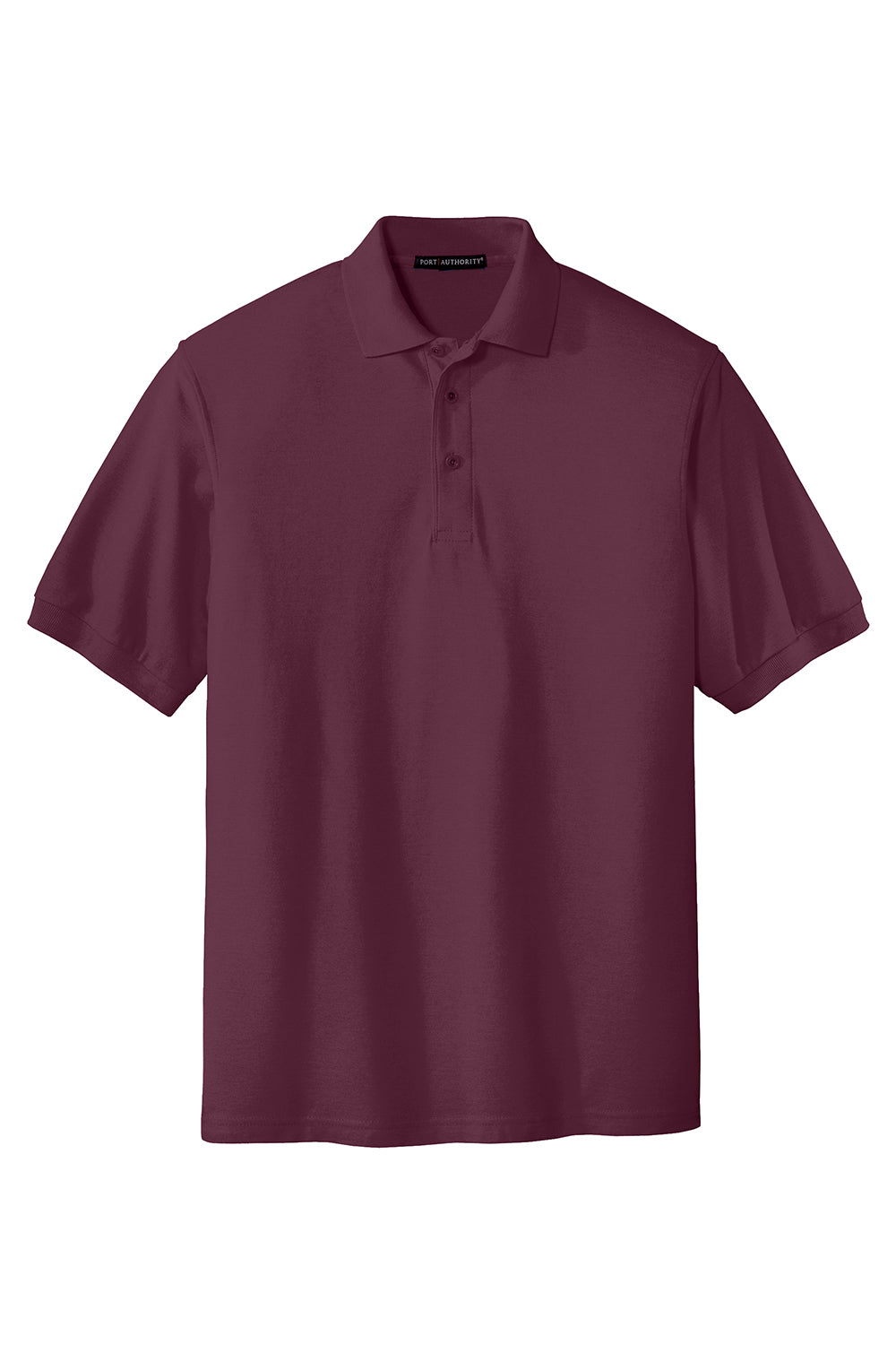 Port Authority K500/TLK500/K500ES Mens Silk Touch Wrinkle Resistant Short Sleeve Polo Shirt Maroon Flat Front