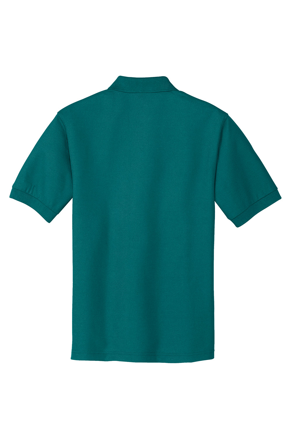 Port Authority K500/TLK500/K500ES Mens Silk Touch Wrinkle Resistant Short Sleeve Polo Shirt Teal Green Flat Back