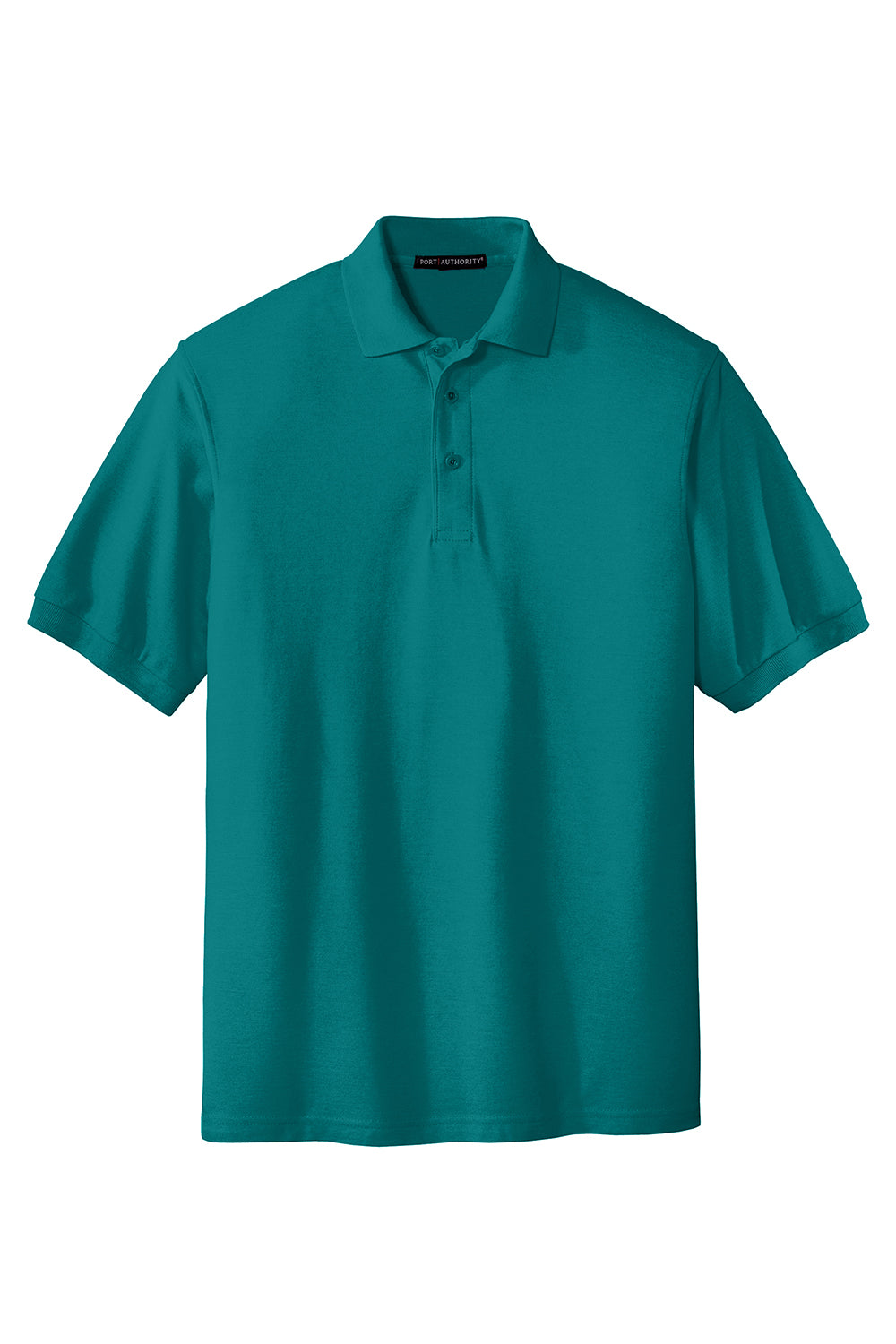 Port Authority K500/TLK500/K500ES Mens Silk Touch Wrinkle Resistant Short Sleeve Polo Shirt Teal Green Flat Front