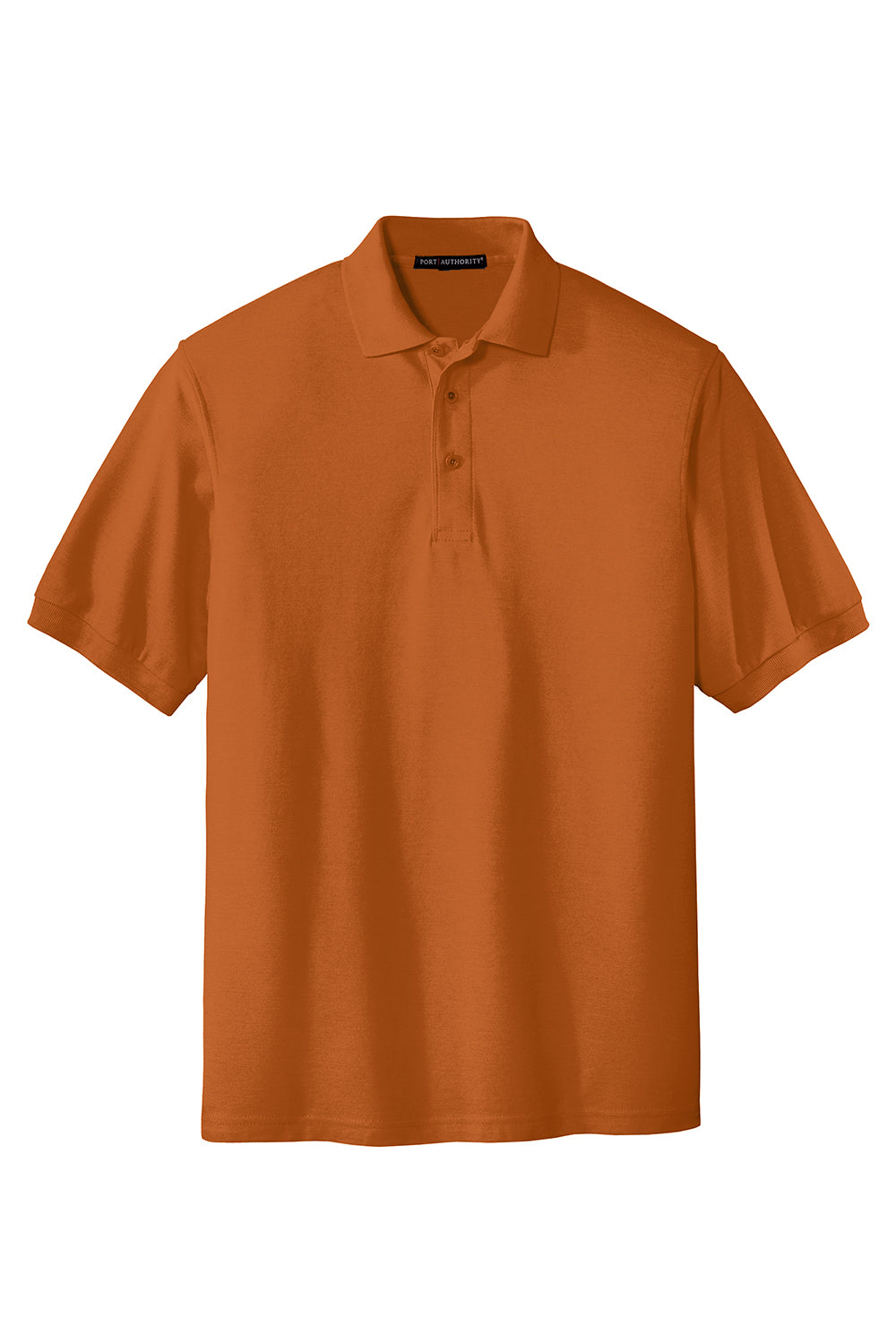 Port Authority K500/TLK500/K500ES Mens Silk Touch Wrinkle Resistant Short Sleeve Polo Shirt Texas Orange Flat Front