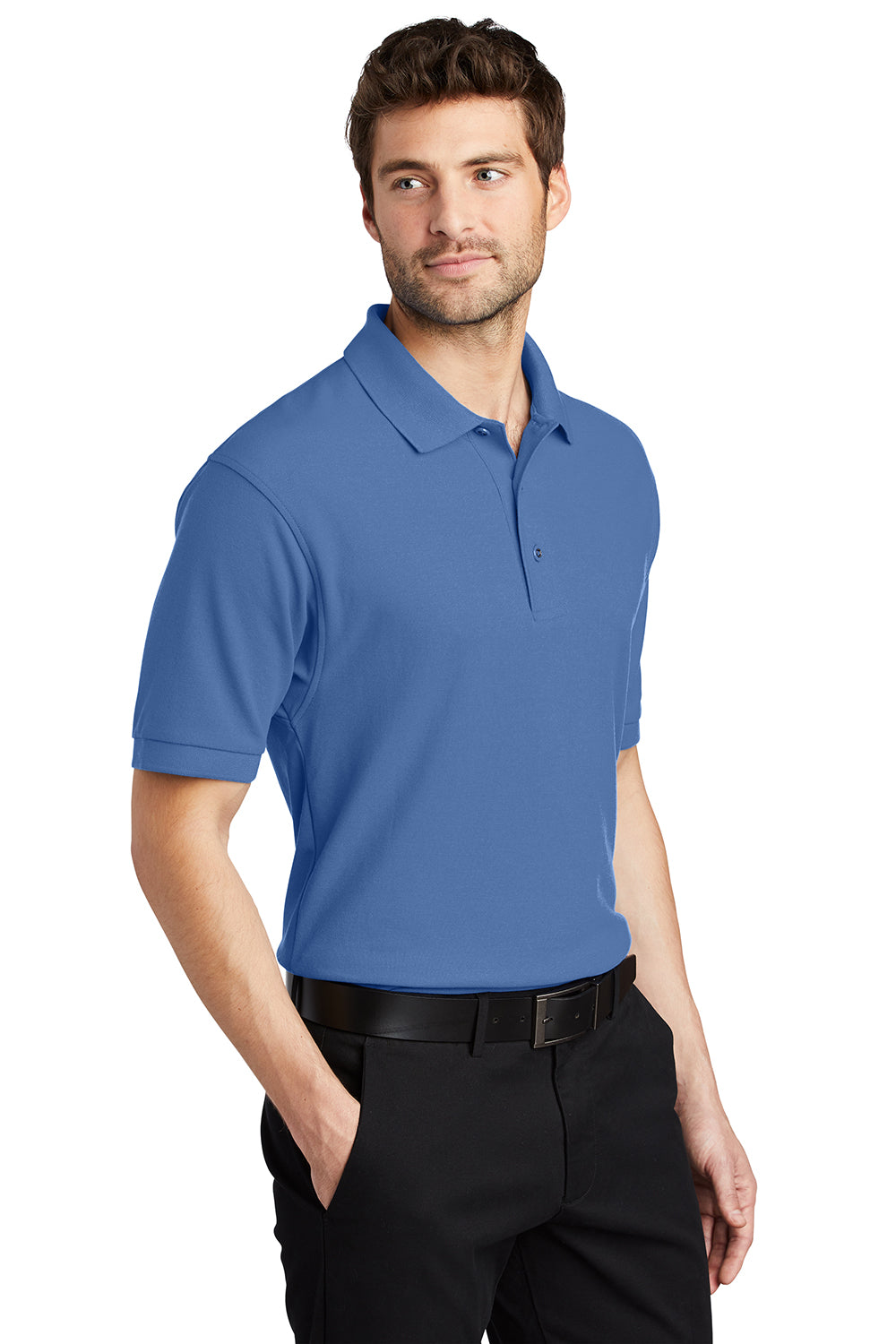 Port Authority K500/TLK500/K500ES Mens Silk Touch Wrinkle Resistant Short Sleeve Polo Shirt Ultramarine Blue Model 3q