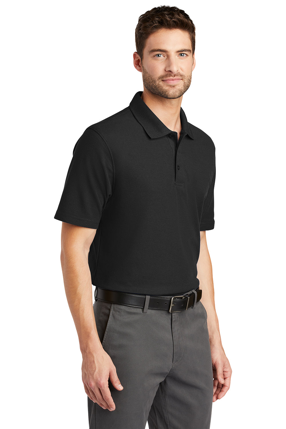 Port Authority K510/TLK510 Mens Moisture Wicking Short Sleeve Polo Shirt Black Model 3q