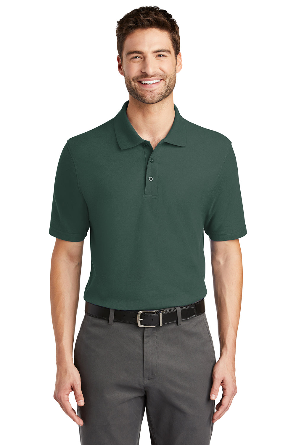 Port Authority K510/TLK510 Mens Moisture Wicking Short Sleeve Polo Shirt Dark Green Model Front