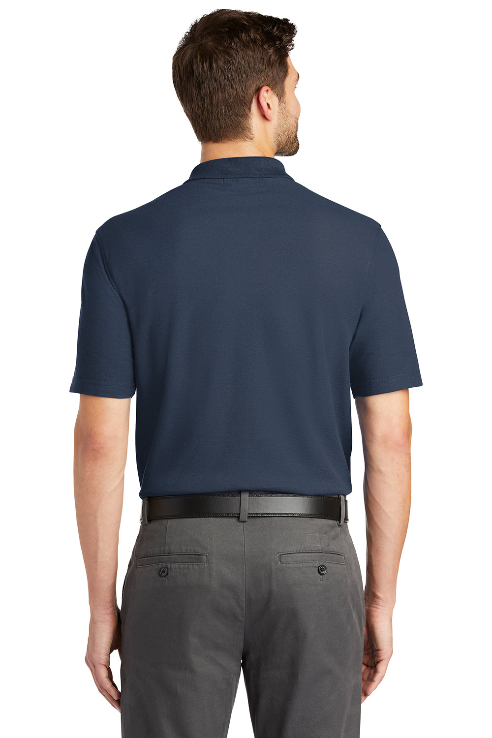 Port Authority K510/TLK510 Mens Moisture Wicking Short Sleeve Polo Shirt Navy Blue Model Back