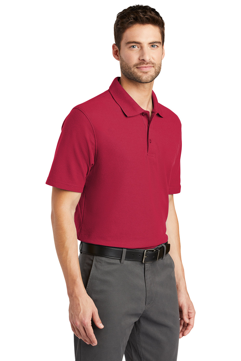 Port Authority K510/TLK510 Mens Moisture Wicking Short Sleeve Polo Shirt Red Model 3q