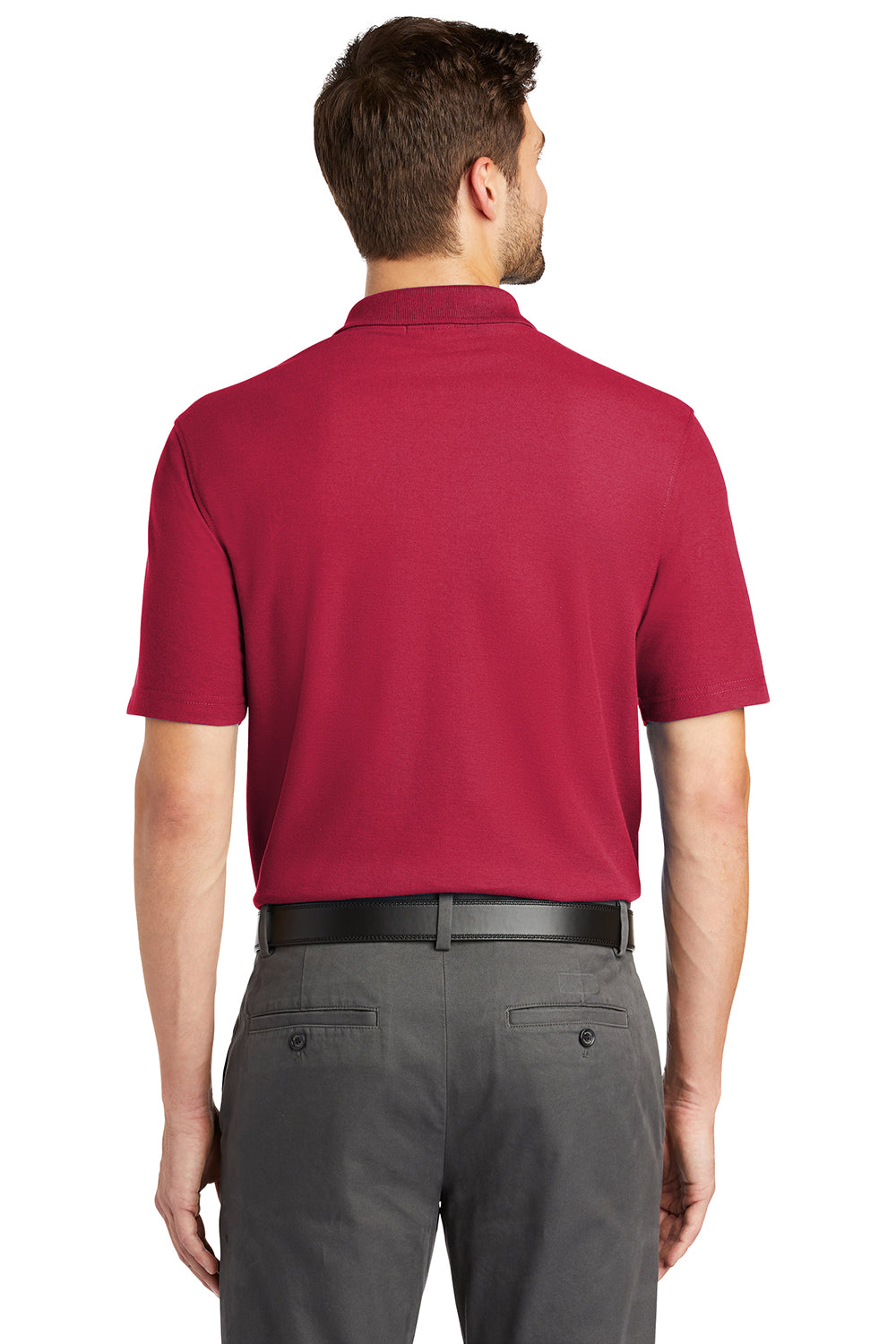 Port Authority K510/TLK510 Mens Moisture Wicking Short Sleeve Polo Shirt Red Model Back