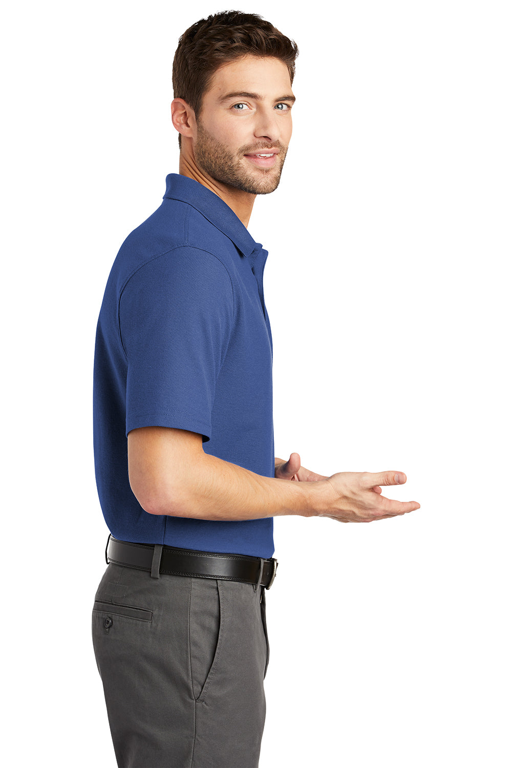 Port Authority K510/TLK510 Mens Moisture Wicking Short Sleeve Polo Shirt Royal Blue Model Side