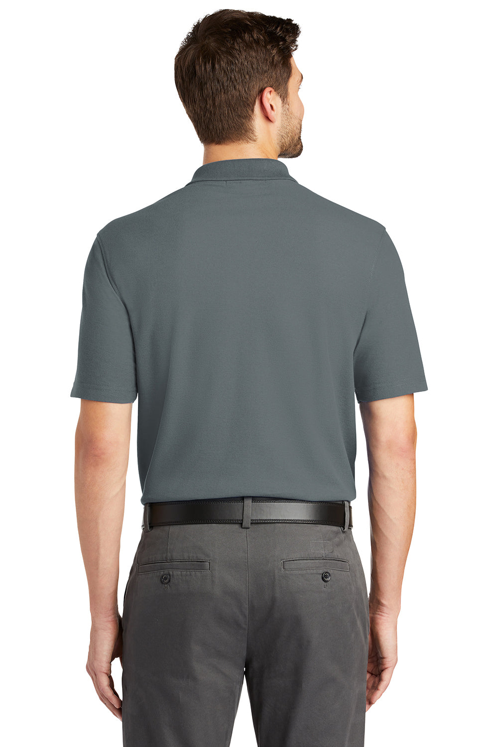 Port Authority K510/TLK510 Mens Moisture Wicking Short Sleeve Polo Shirt Steel Grey Model Back