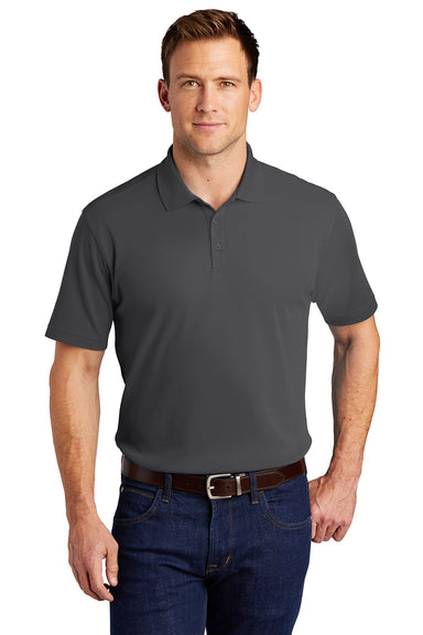 Port Authority K5200 Mens Silk Touch Performance Moisture Wicking Short Sleeve Polo Shirt Sterling Grey Model Front