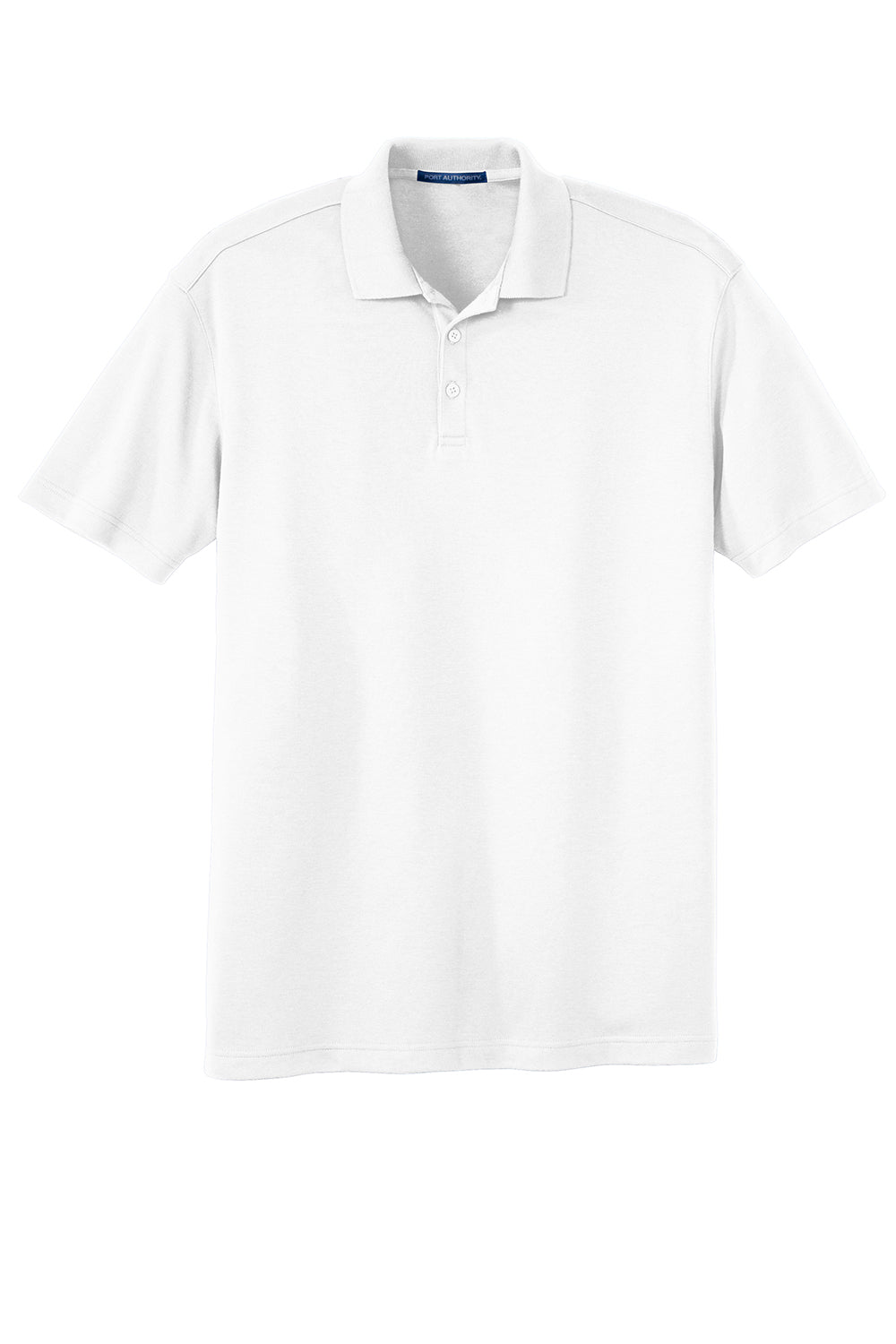 Port Authority K5200 Mens Silk Touch Performance Moisture Wicking Short Sleeve Polo Shirt White Flat Front