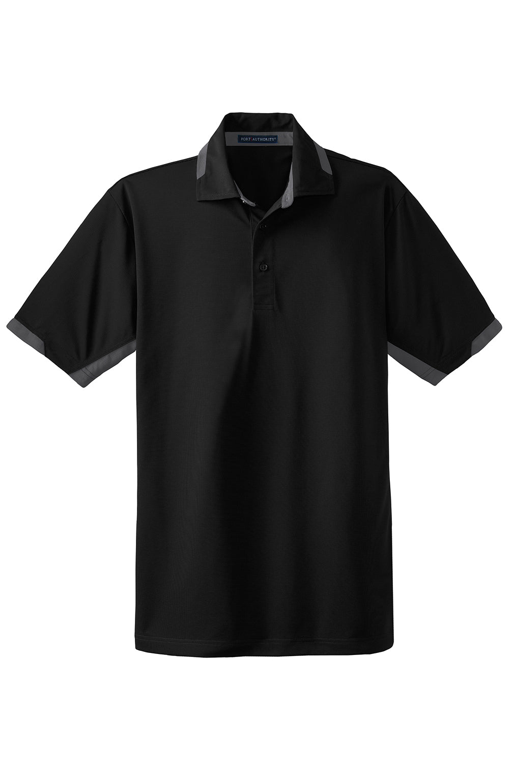 Port Authority K524 Mens Dry Zone Moisture Wicking Short Sleeve Polo Shirt Black/Iron Grey Flat Front