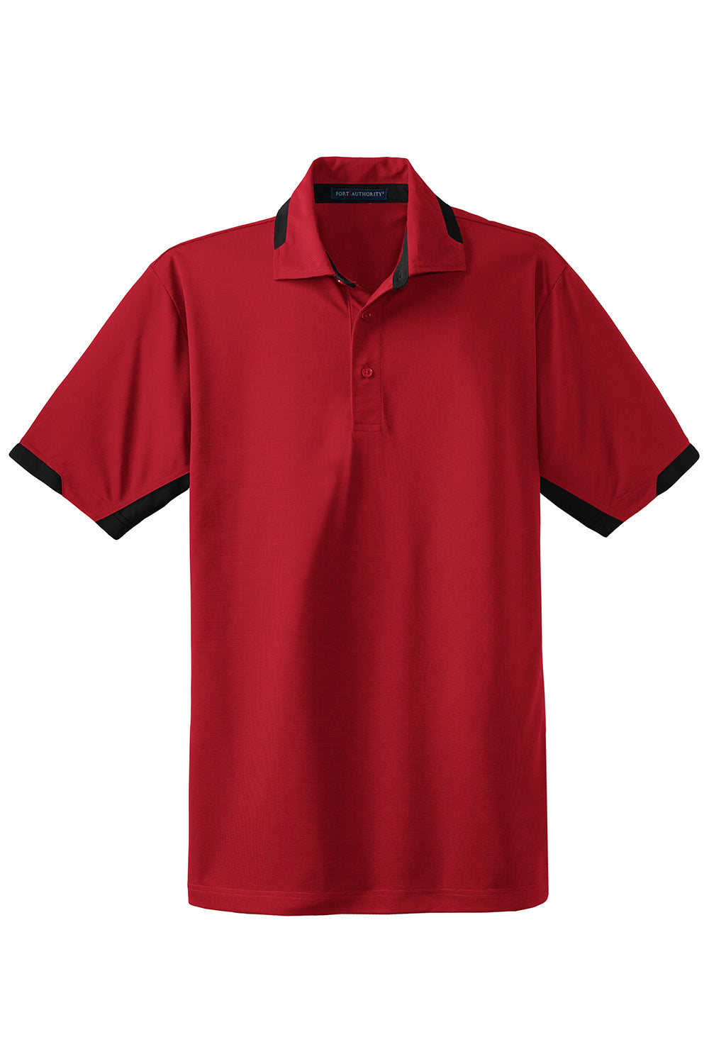 Port Authority K524 Mens Dry Zone Moisture Wicking Short Sleeve Polo Shirt Engine Red/Black Flat Front