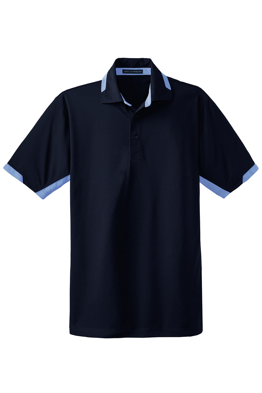 Port Authority K524 Mens Dry Zone Moisture Wicking Short Sleeve Polo Shirt Navy Blue/Lake Blue Flat Front