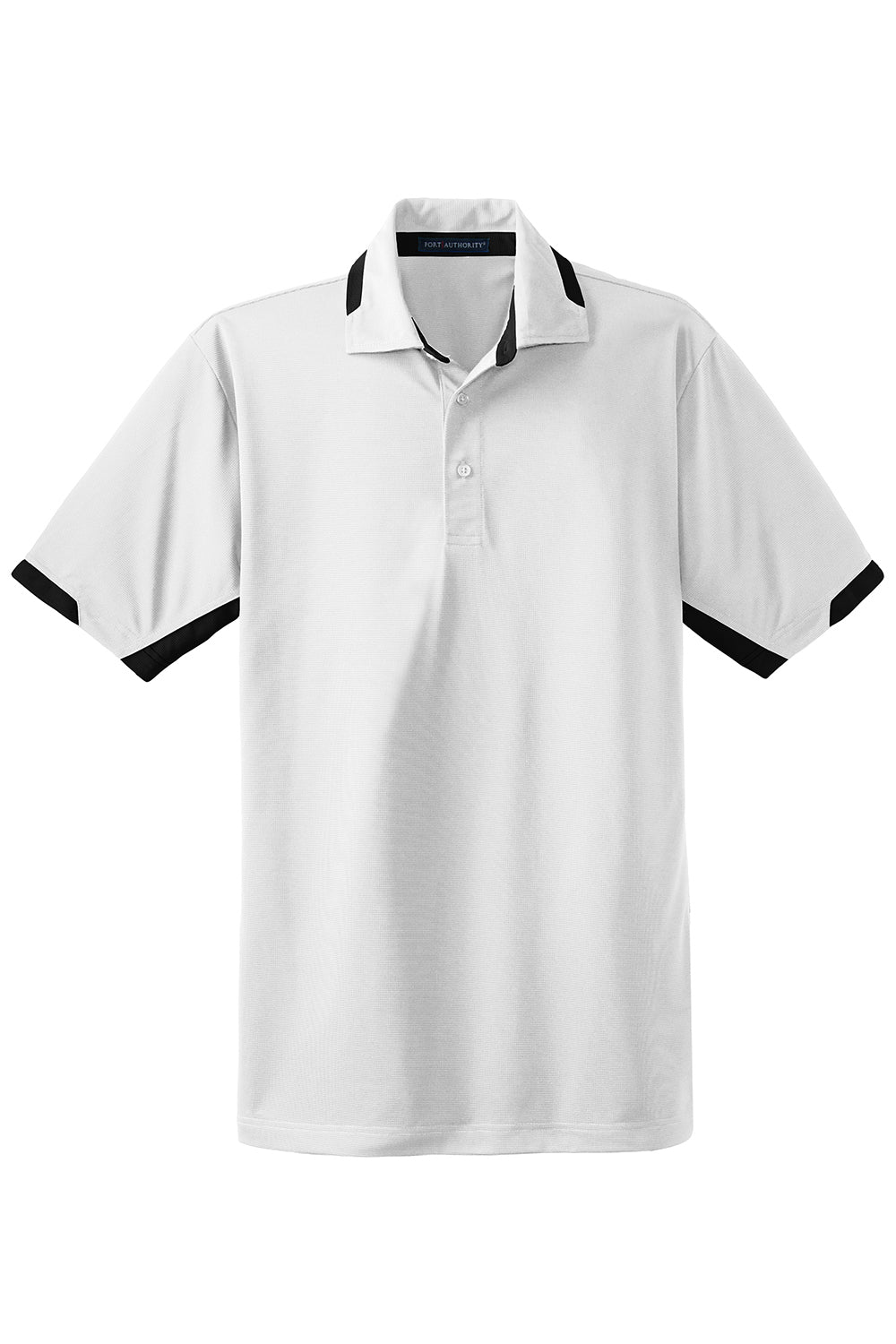 Port Authority K524 Mens Dry Zone Moisture Wicking Short Sleeve Polo Shirt White/Black Flat Front