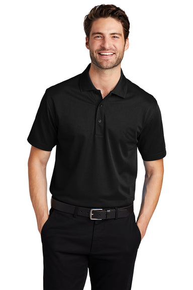 Port Authority K527/TLK527 Mens Tech Moisture Wicking Short Sleeve Polo Shirt Black Model Front