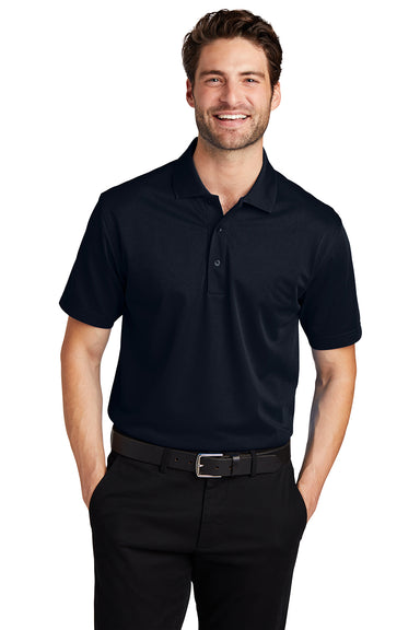 Port Authority K527/TLK527 Mens Tech Moisture Wicking Short Sleeve Polo Shirt Dark Navy Blue Model Front