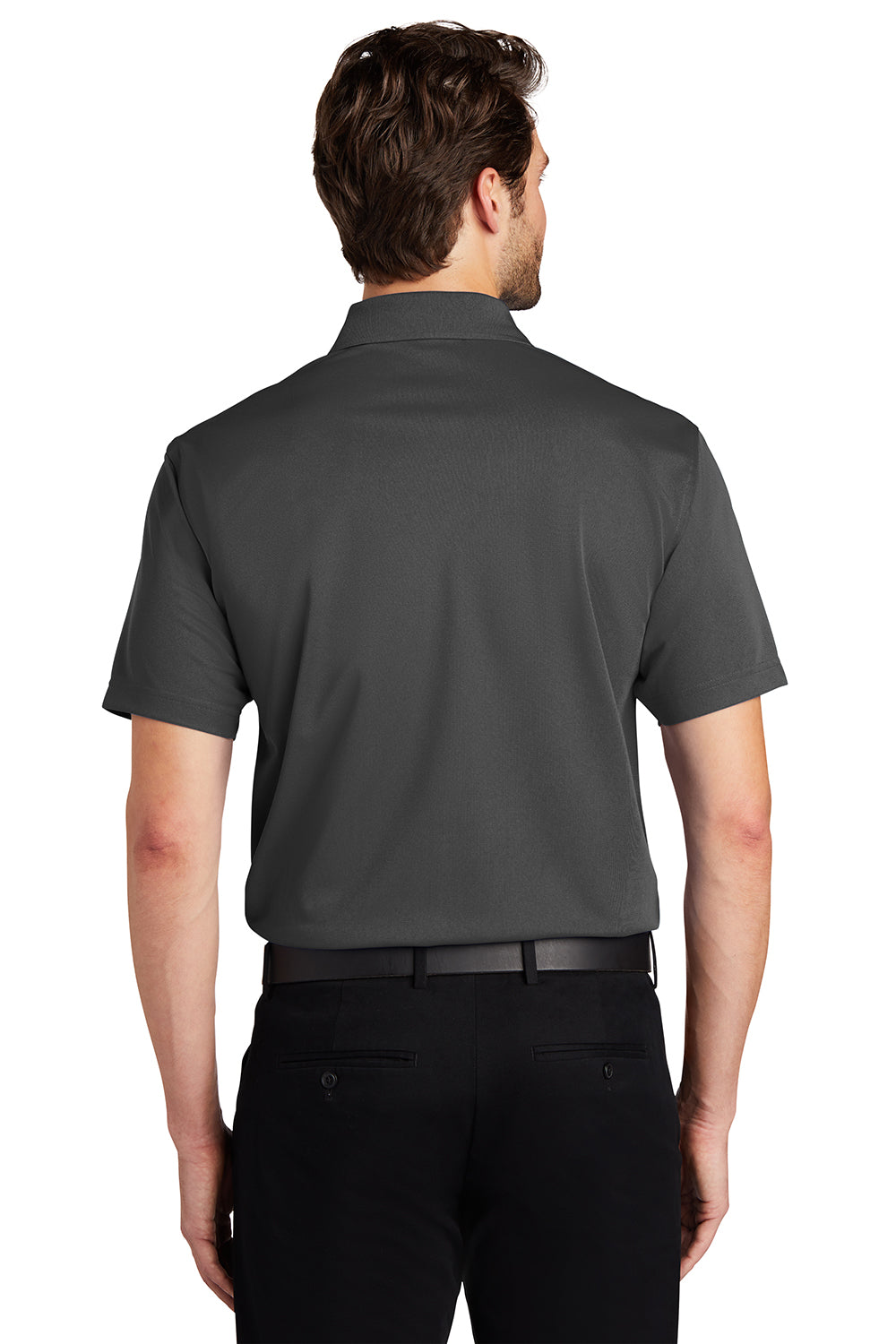 Port Authority K527/TLK527 Mens Tech Moisture Wicking Short Sleeve Polo Shirt Smoke Grey Model Back