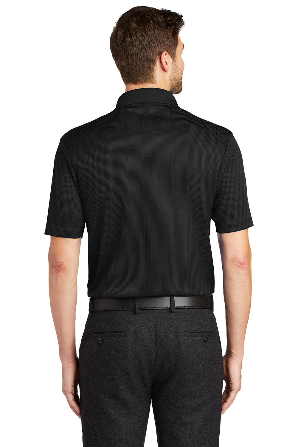 Port Authority K528 Mens Performance Moisture Wicking Short Sleeve Polo Shirt Black Model Back