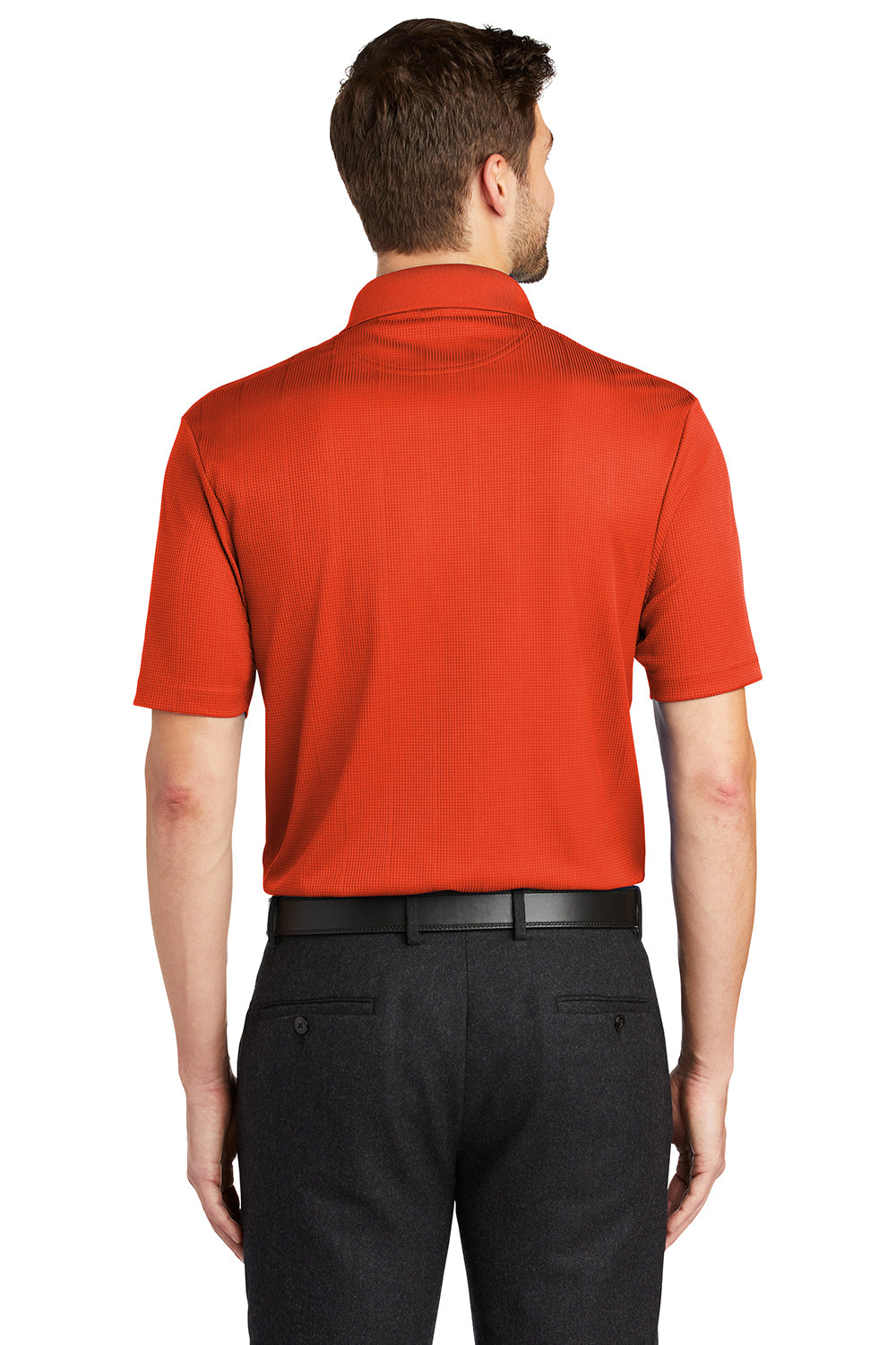 Port Authority K528 Mens Performance Moisture Wicking Short Sleeve Polo Shirt Autumn Orange Model Back