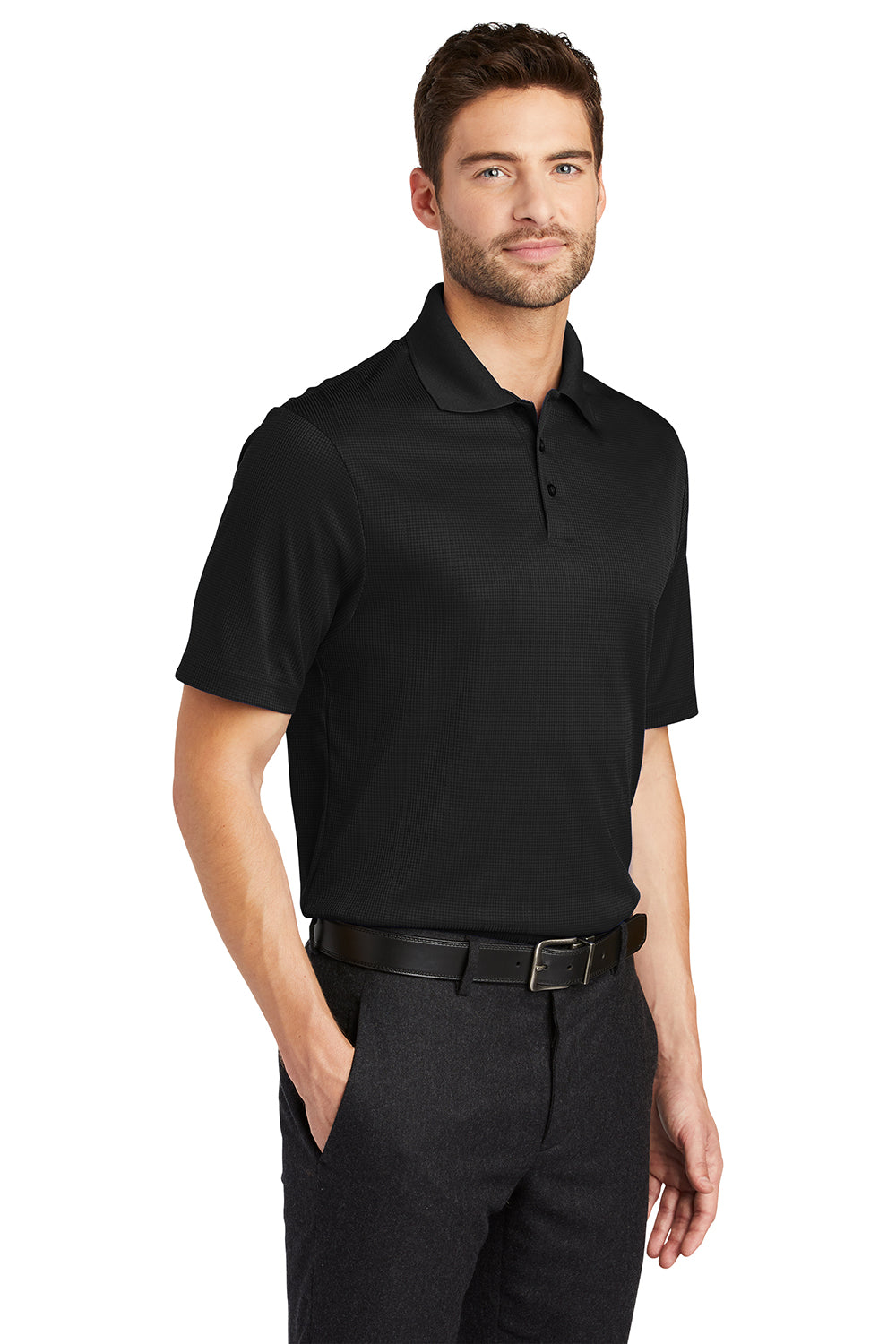 Port Authority K528 Mens Performance Moisture Wicking Short Sleeve Polo Shirt Black Model 3q