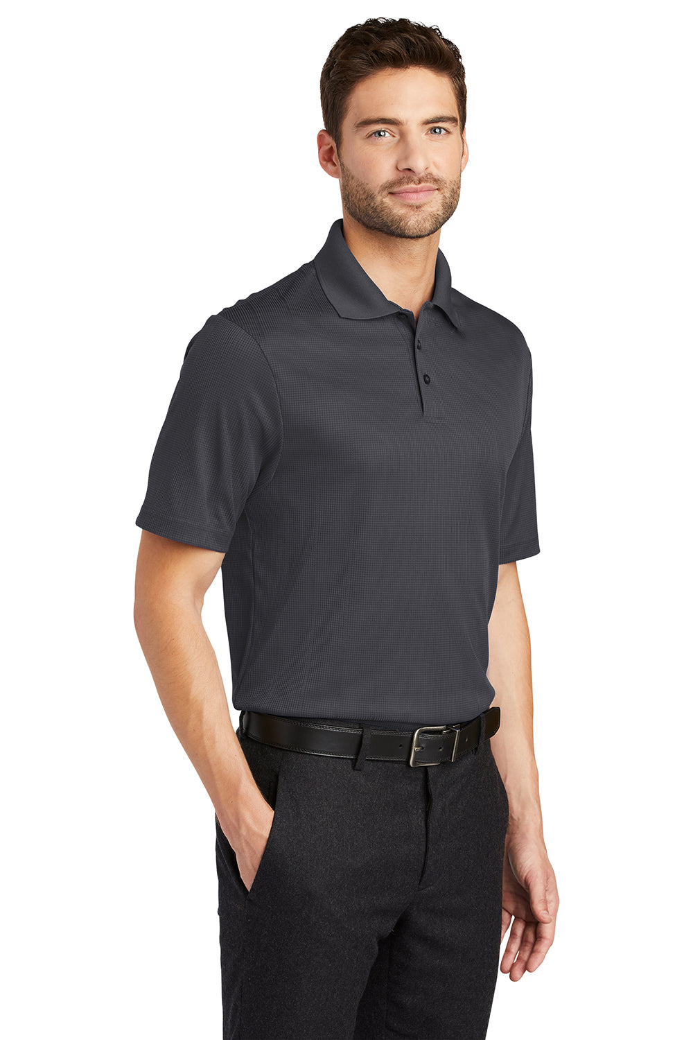 Port Authority K528 Mens Performance Moisture Wicking Short Sleeve Polo Shirt Smoke Grey Model 3q