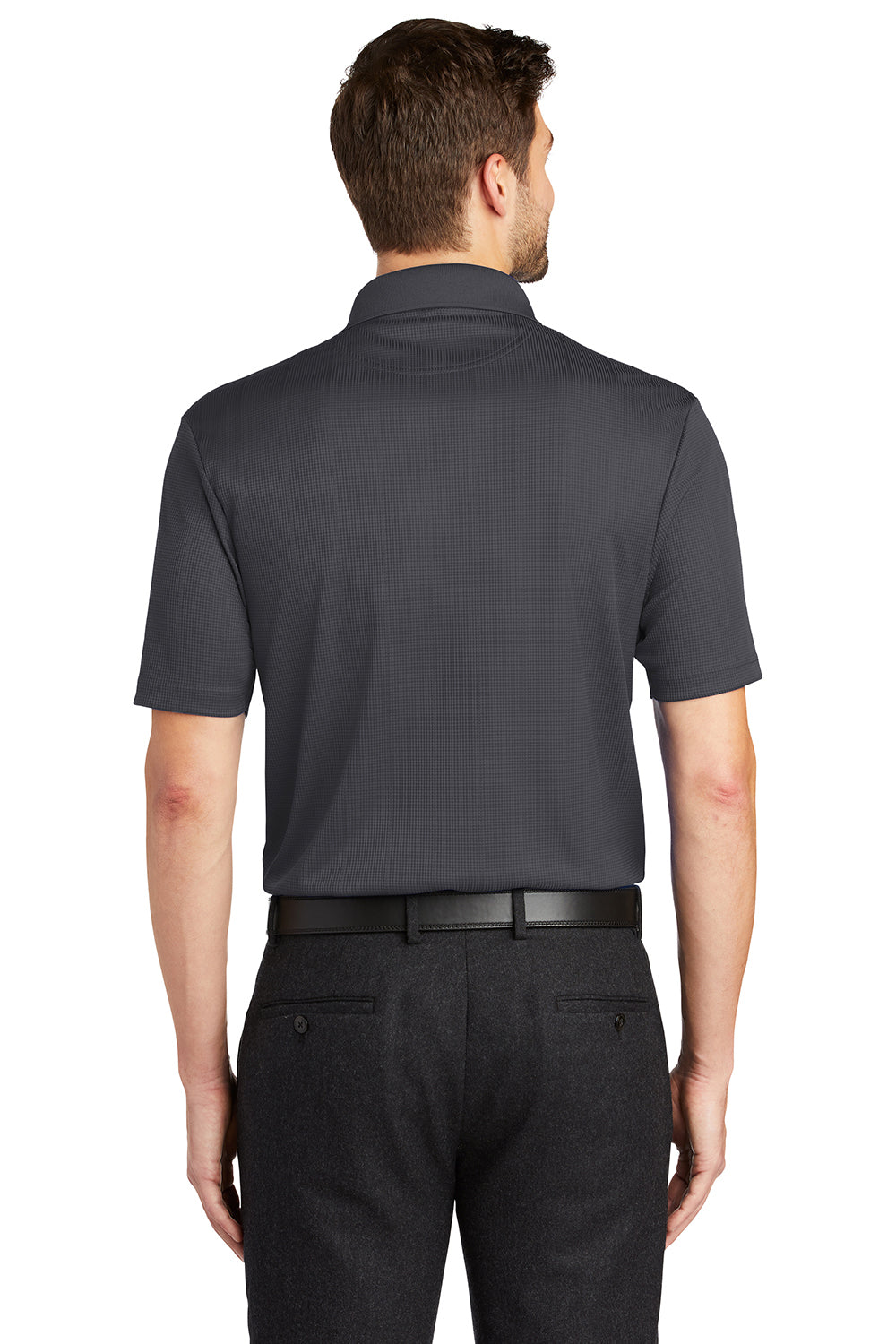 Port Authority K528 Mens Performance Moisture Wicking Short Sleeve Polo Shirt Smoke Grey Model Back