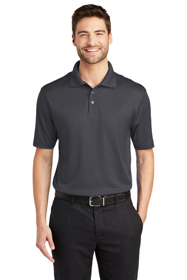 Port Authority K528 Mens Performance Moisture Wicking Short Sleeve Polo Shirt Smoke Grey Model Front