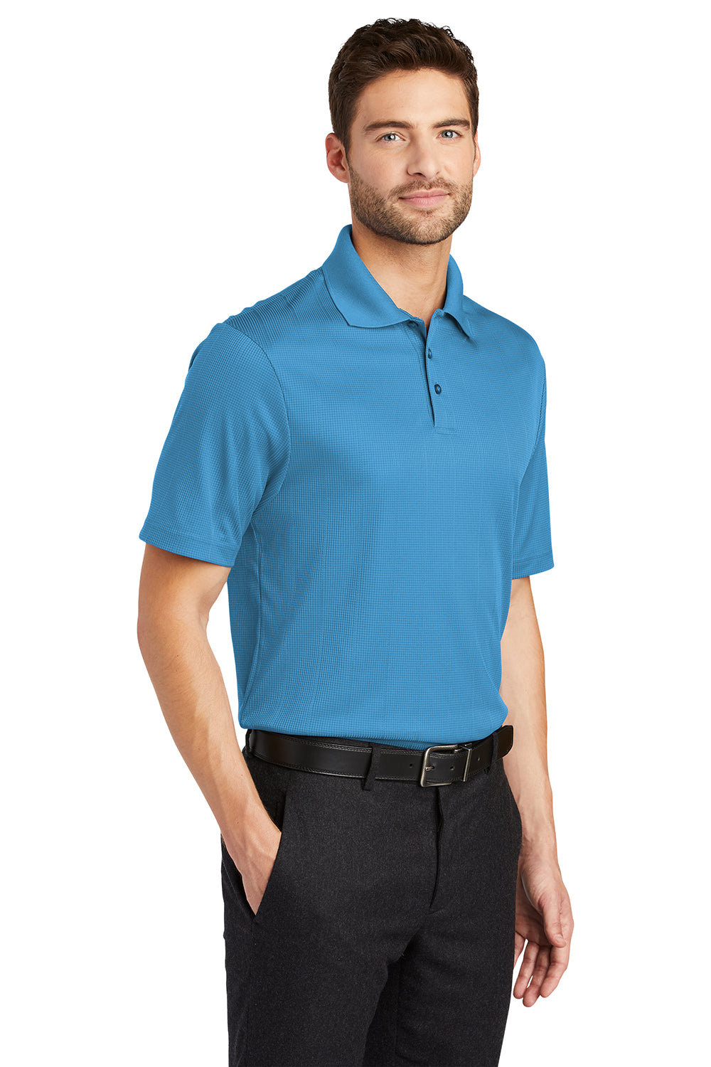 Port Authority K528 Mens Performance Moisture Wicking Short Sleeve Polo Shirt Ocean Blue Model 3q