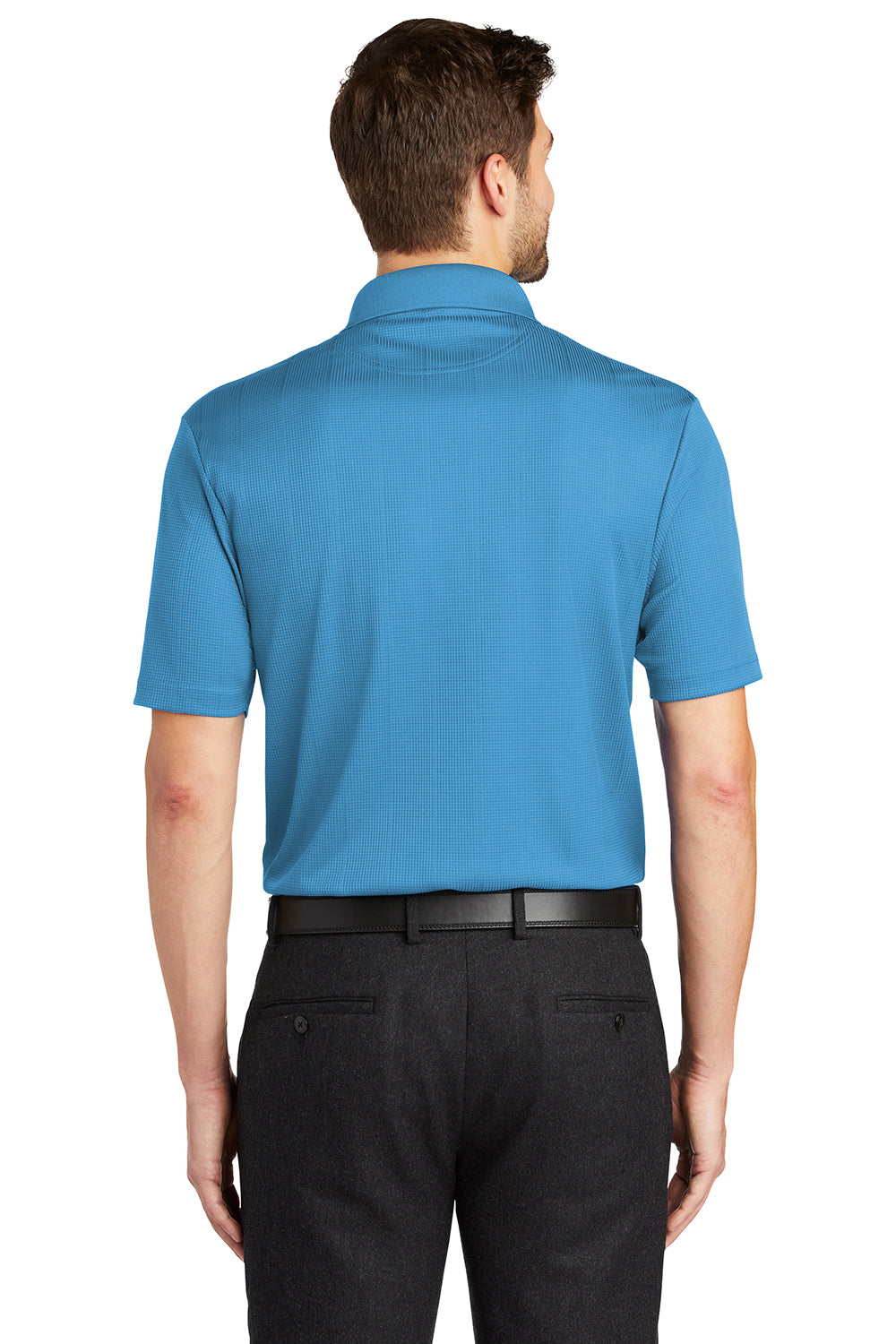 Port Authority K528 Mens Performance Moisture Wicking Short Sleeve Polo Shirt Ocean Blue Model Back