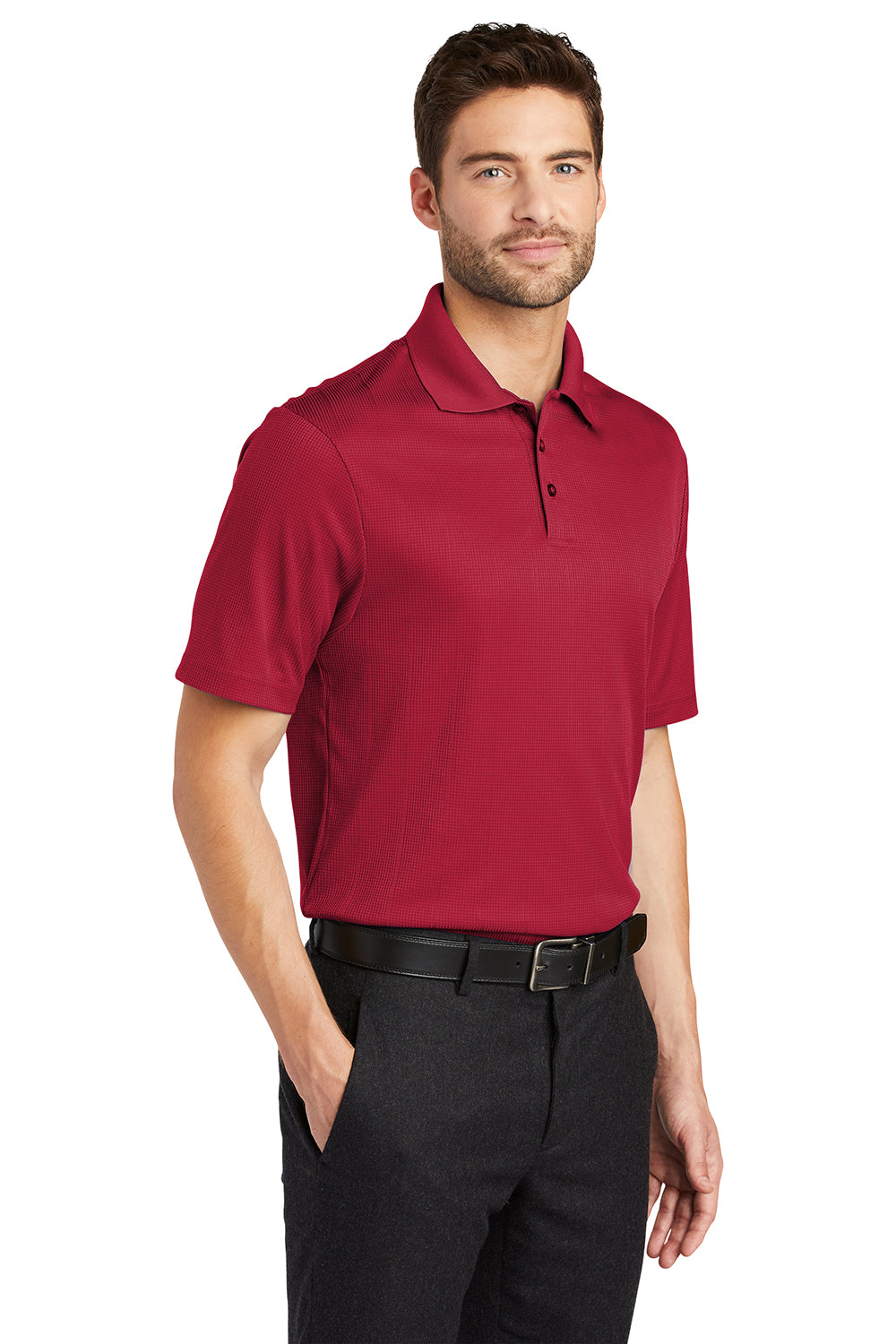 Port Authority K528 Mens Performance Moisture Wicking Short Sleeve Polo Shirt Rich Red Model 3q