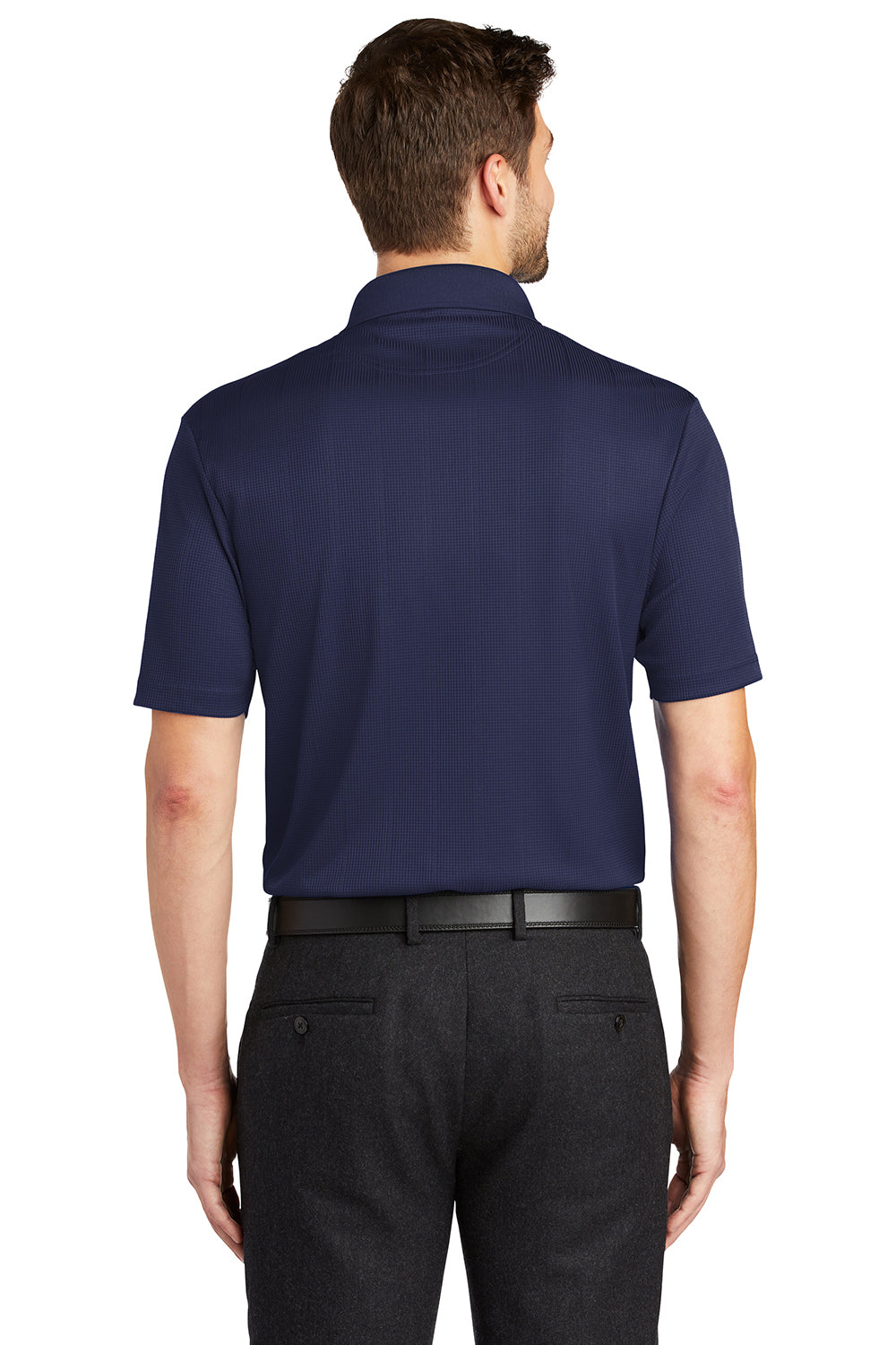 Port Authority K528 Mens Performance Moisture Wicking Short Sleeve Polo Shirt True Navy Blue Model Back