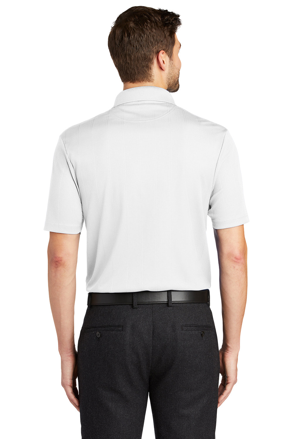 Port Authority K528 Mens Performance Moisture Wicking Short Sleeve Polo Shirt White Model Back