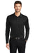 Port Authority K540LS Mens Silk Touch Performance Moisture Wicking Long Sleeve Polo Shirt Black Model Front