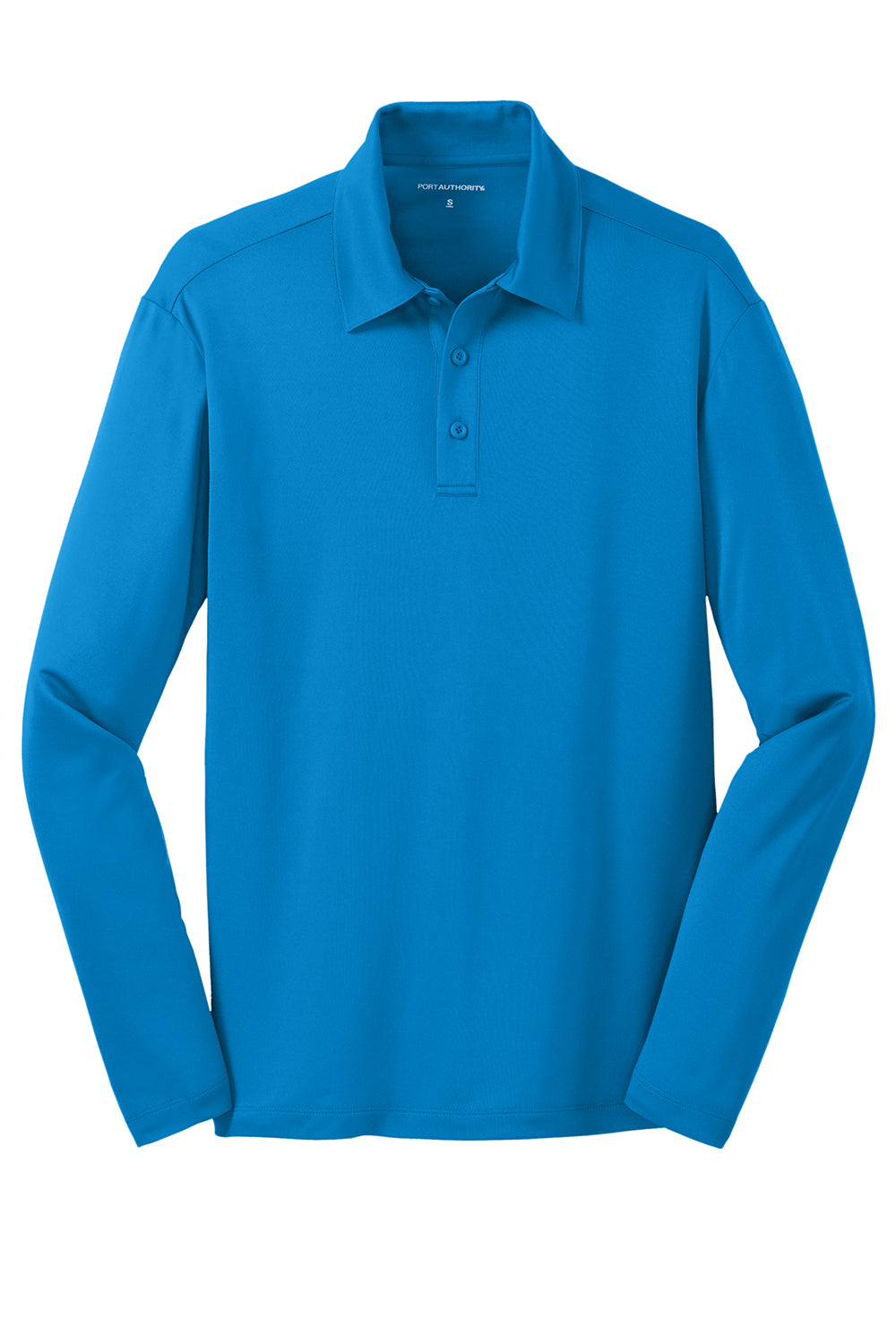 Port Authority K540LS Mens Silk Touch Performance Moisture Wicking Long Sleeve Polo Shirt Brilliant Blue Flat Front