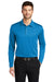 Port Authority K540LS Mens Silk Touch Performance Moisture Wicking Long Sleeve Polo Shirt Brilliant Blue Model Front