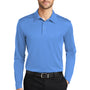 Port Authority Mens Silk Touch Performance Moisture Wicking Long Sleeve Polo Shirt - Carolina Blue