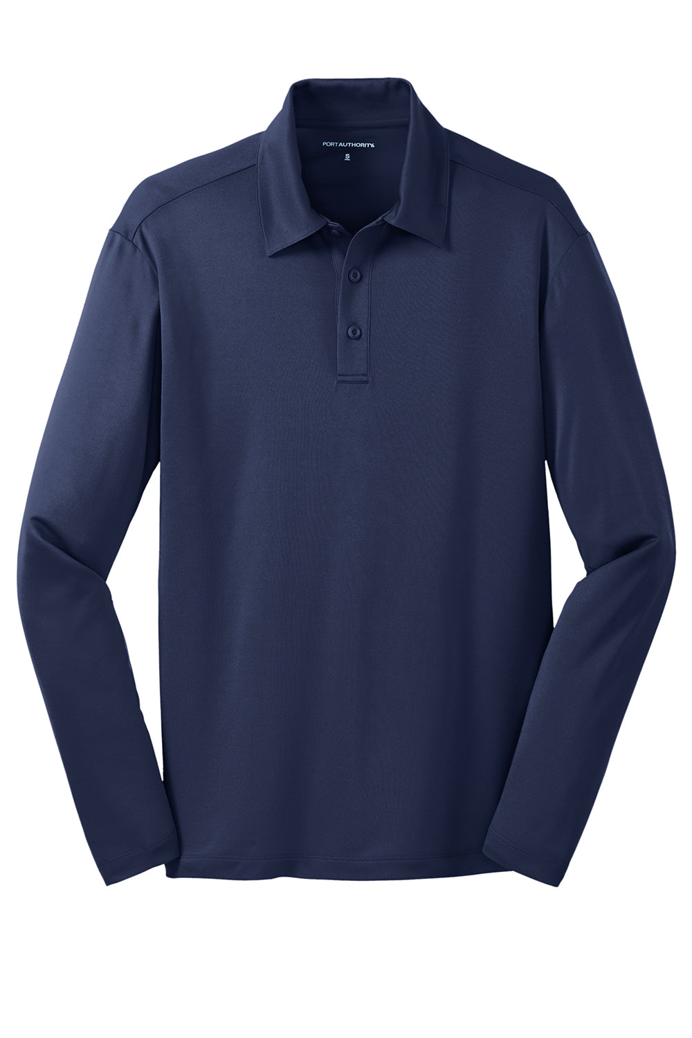 Port Authority K540LS Mens Silk Touch Performance Moisture Wicking Long Sleeve Polo Shirt Navy Blue Flat Front