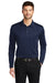 Port Authority K540LS Mens Silk Touch Performance Moisture Wicking Long Sleeve Polo Shirt Navy Blue Model Front