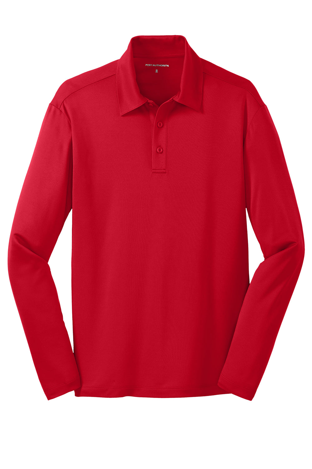 Port Authority K540LS Mens Silk Touch Performance Moisture Wicking Long Sleeve Polo Shirt Red Flat Front