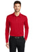 Port Authority K540LS Mens Silk Touch Performance Moisture Wicking Long Sleeve Polo Shirt Red Model Front