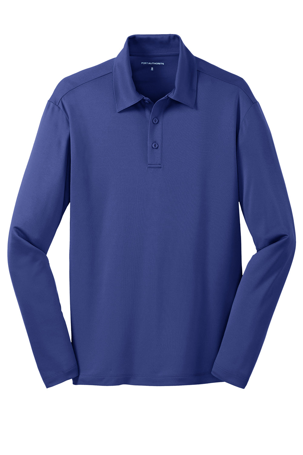 Port Authority K540LS Mens Silk Touch Performance Moisture Wicking Long Sleeve Polo Shirt Royal Blue Flat Front