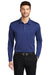 Port Authority K540LS Mens Silk Touch Performance Moisture Wicking Long Sleeve Polo Shirt Royal Blue Model Front